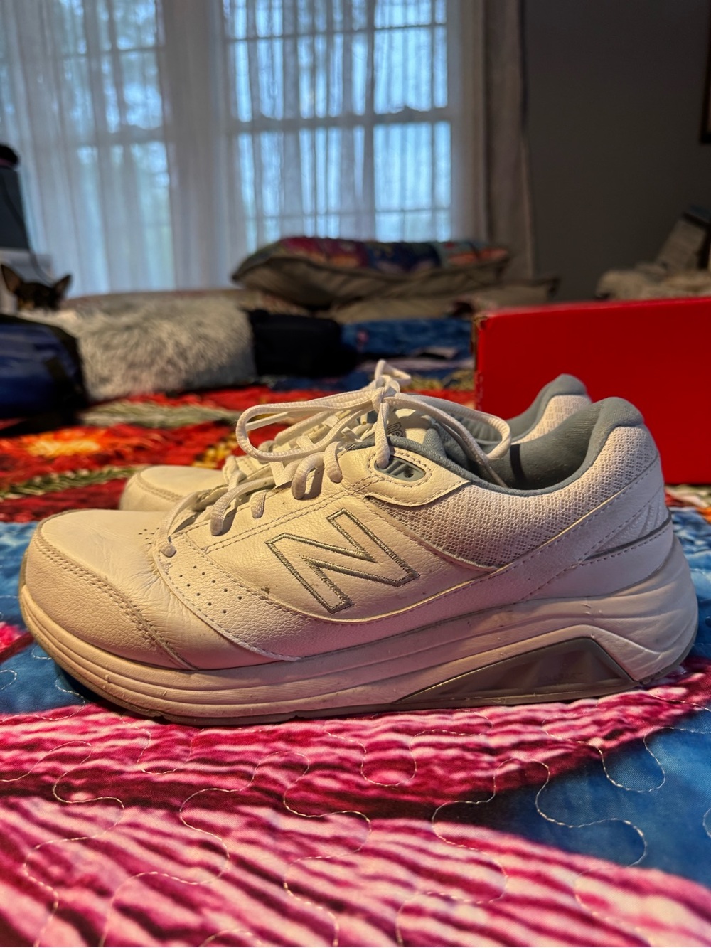 New Balance Kids White/Light Gray Sneakers
